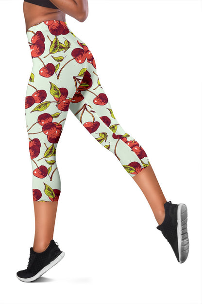 Cherry Hand Draw Women Capris