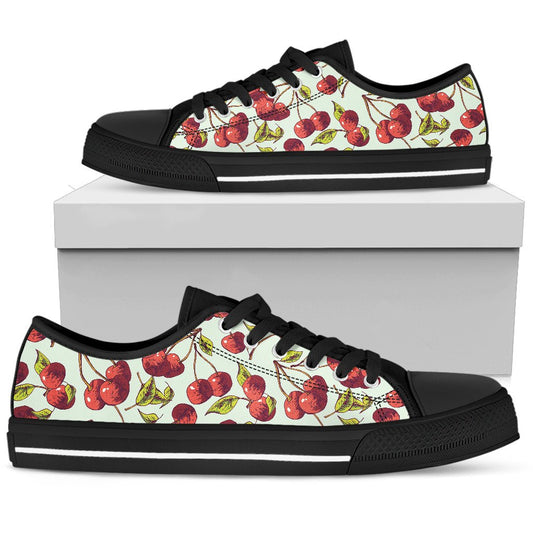 Cherry Hand Draw Women Low Top Shoes