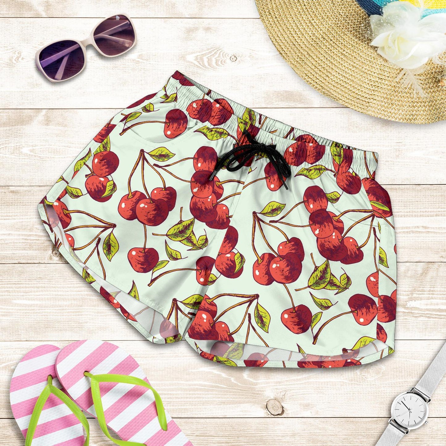 Cherry Hand Draw Women Shorts-JTAMIGO.COM