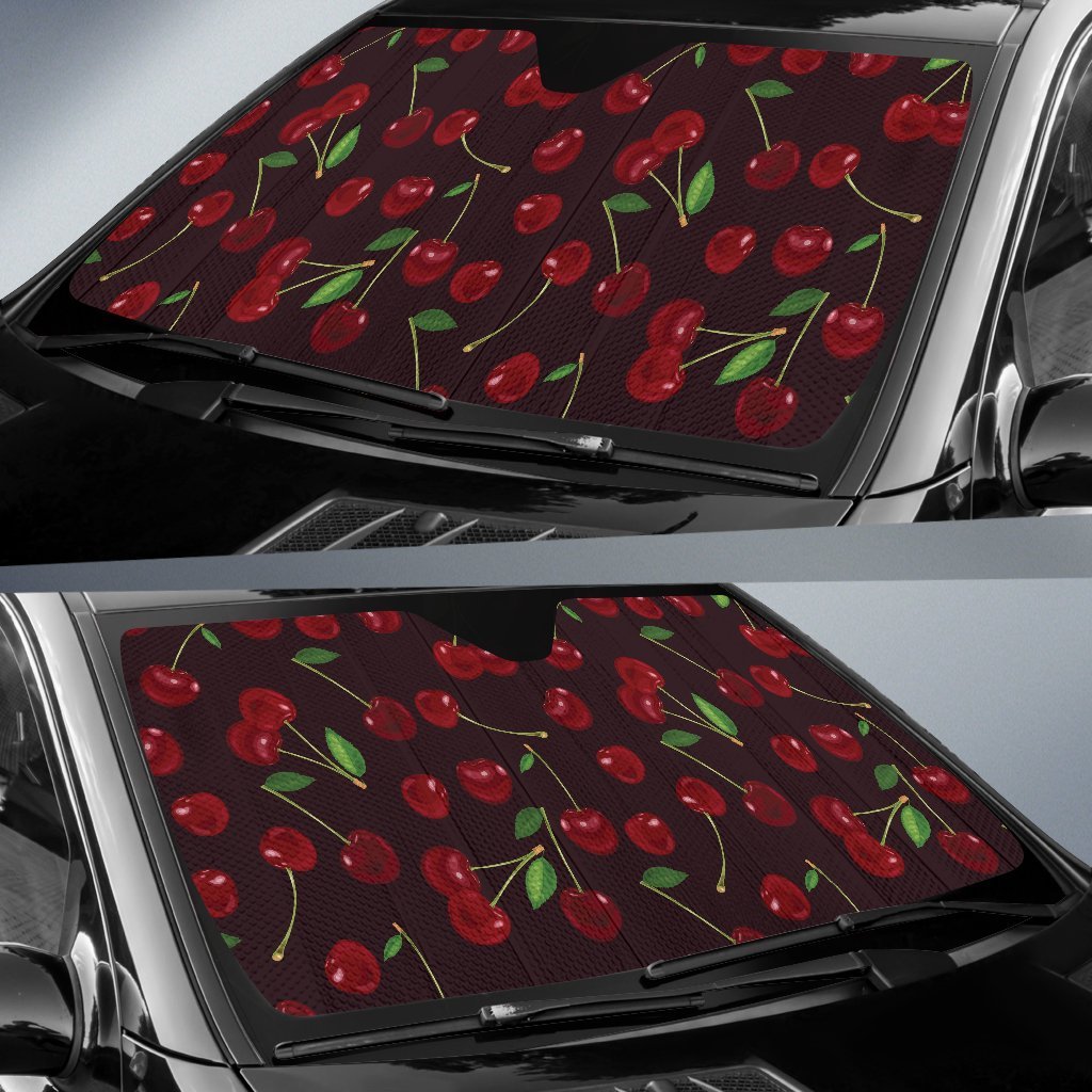Cherry Hand Drawn Car Sun Shade For Windshield