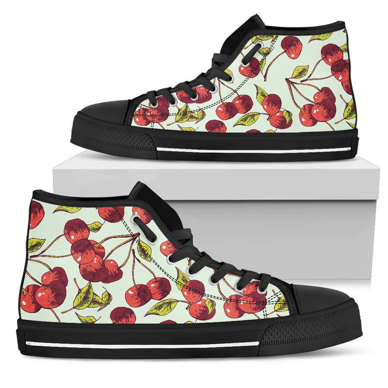 Cherry Hand Drawn Women High Top Shoes