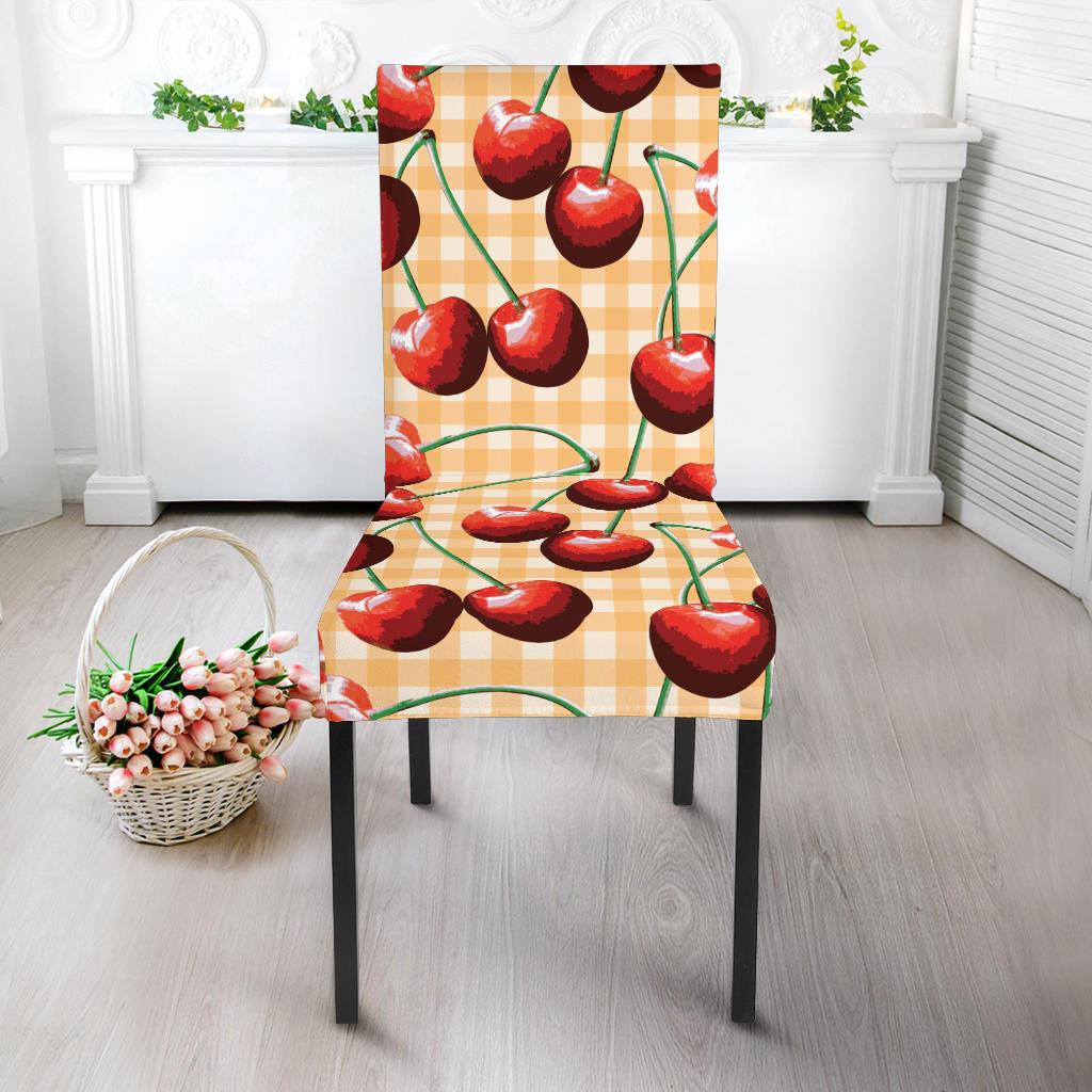 Cherry Orange Plaid Print Dinning Chair Slipper-JTAMIGO.COM