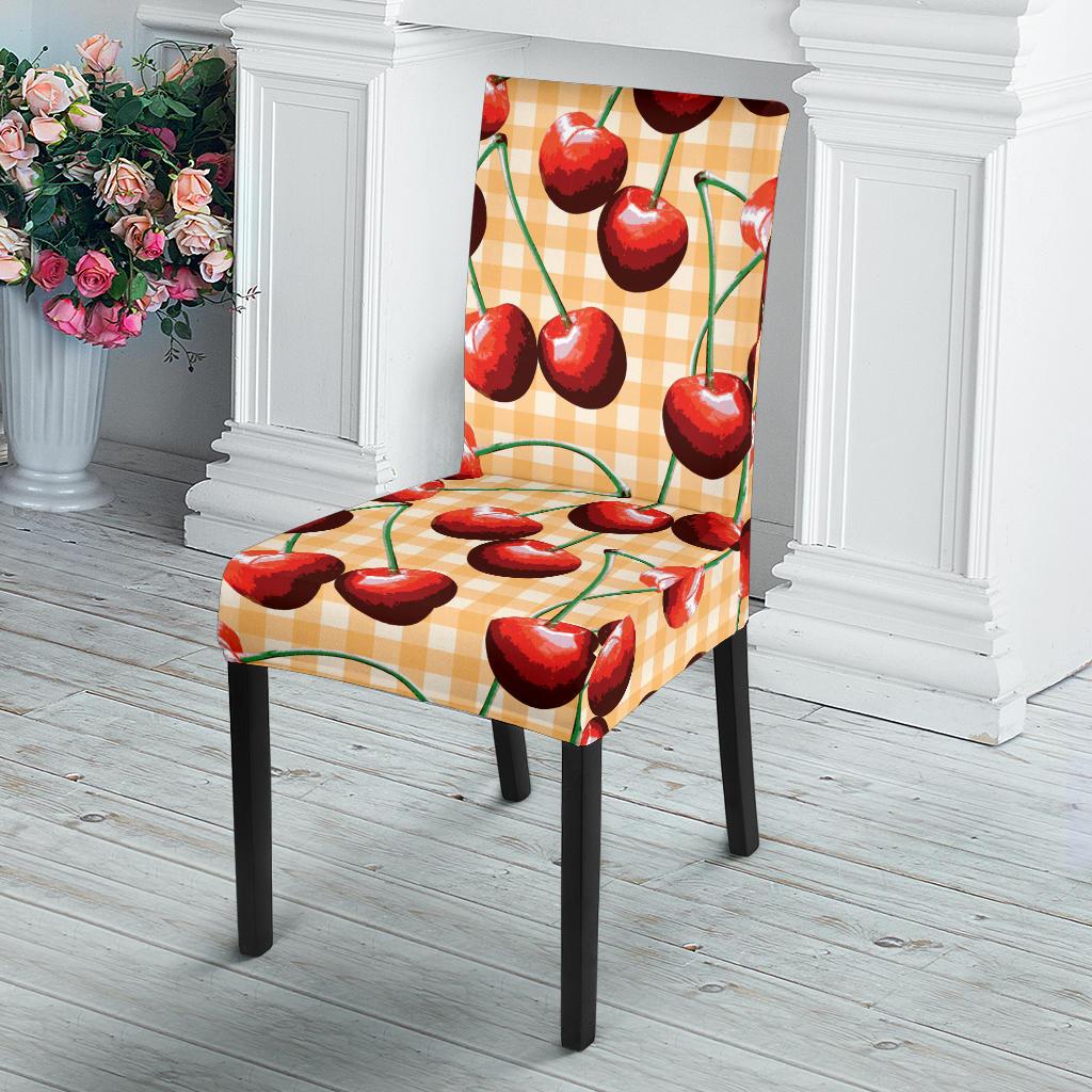 Cherry Orange Plaid Print Dinning Chair Slipper-JTAMIGO.COM
