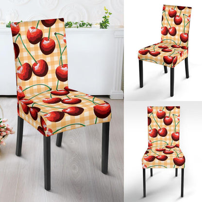 Cherry Orange Plaid Print Dinning Chair Slipper-JTAMIGO.COM