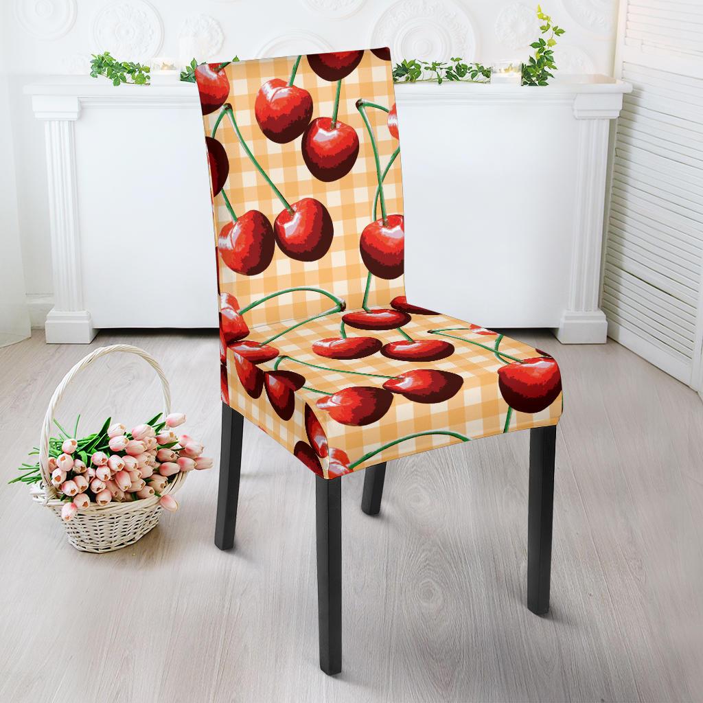 Cherry Orange Plaid Print Dinning Chair Slipper-JTAMIGO.COM