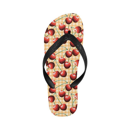Cherry Orange Plaid Print Flip Flops-JTAMIGO.COM