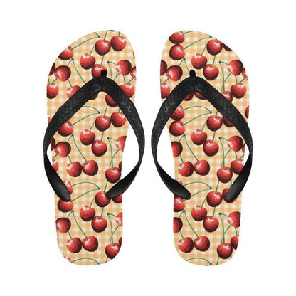 Cherry Orange Plaid Print Flip Flops-JTAMIGO.COM