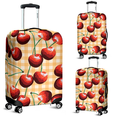 Cherry Orange Plaid Print Luggage Cover Protector