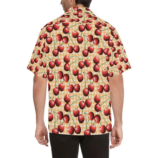 Cherry Orange Plaid Print Men Aloha Hawaiian Shirt
