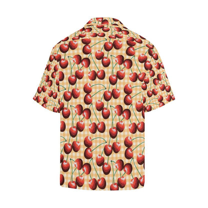 Cherry Orange Plaid Print Men Aloha Hawaiian Shirt
