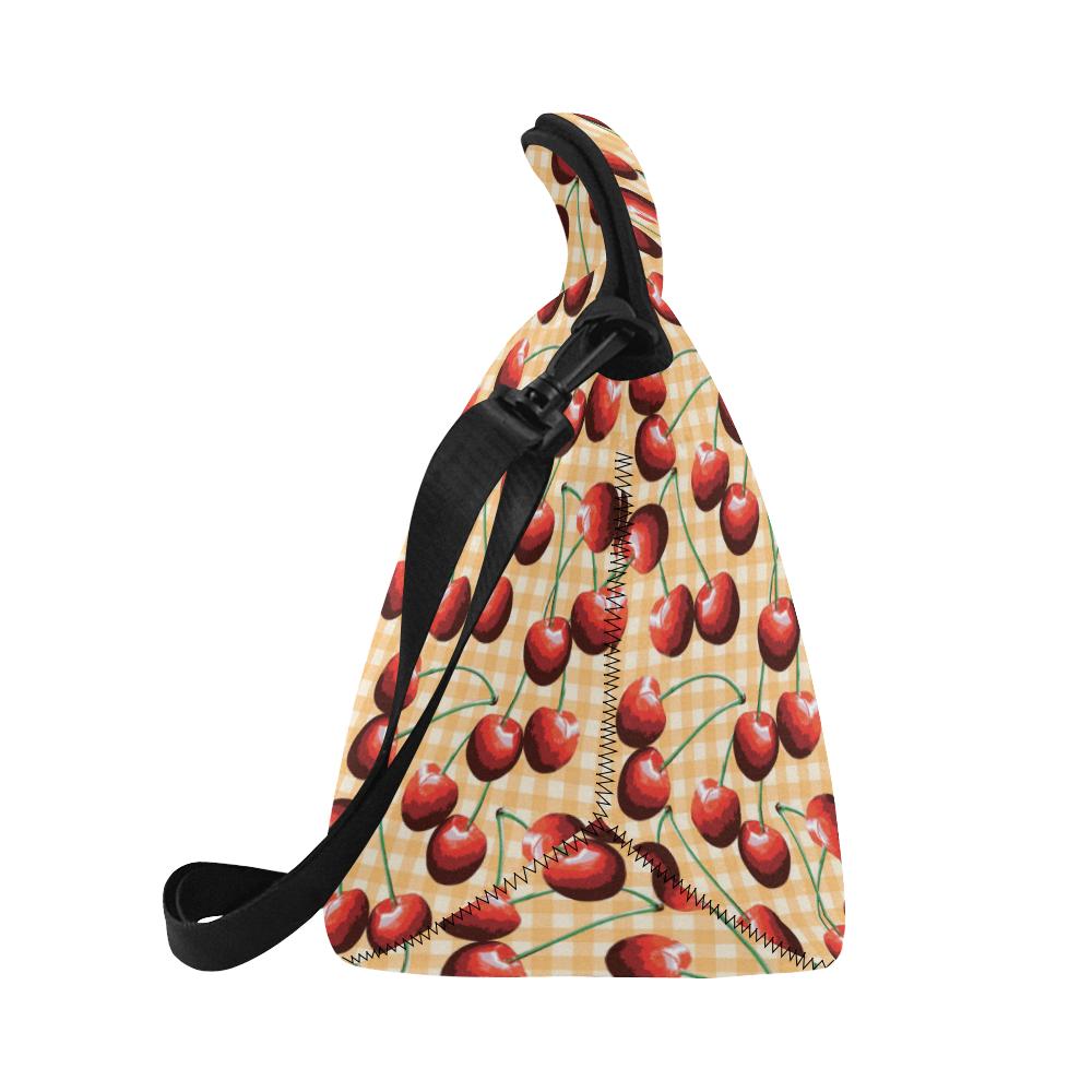 Cherry Orange Plaid Print Neoprene Lunch Bag (Model 1669)(Large)-JTAMIGO.COM