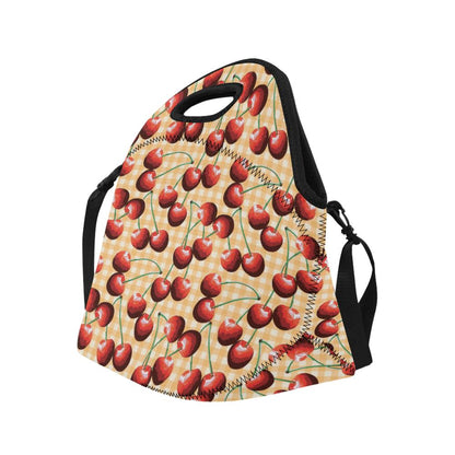 Cherry Orange Plaid Print Neoprene Lunch Bag (Model 1669)(Large)-JTAMIGO.COM