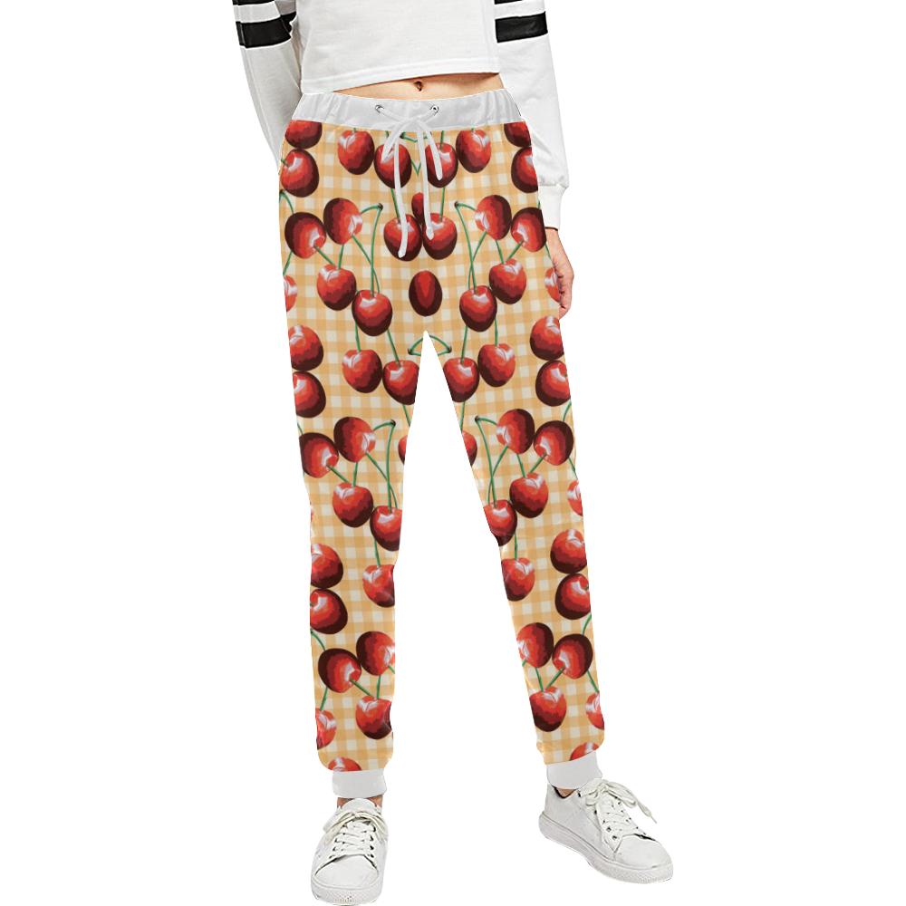 Cherry Orange Plaid Print Unisex Casual Sweatpants (Model L11)-JTAMIGO.COM