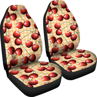 Cherry Orange Plaid Print Universal Fit Car Seat Covers