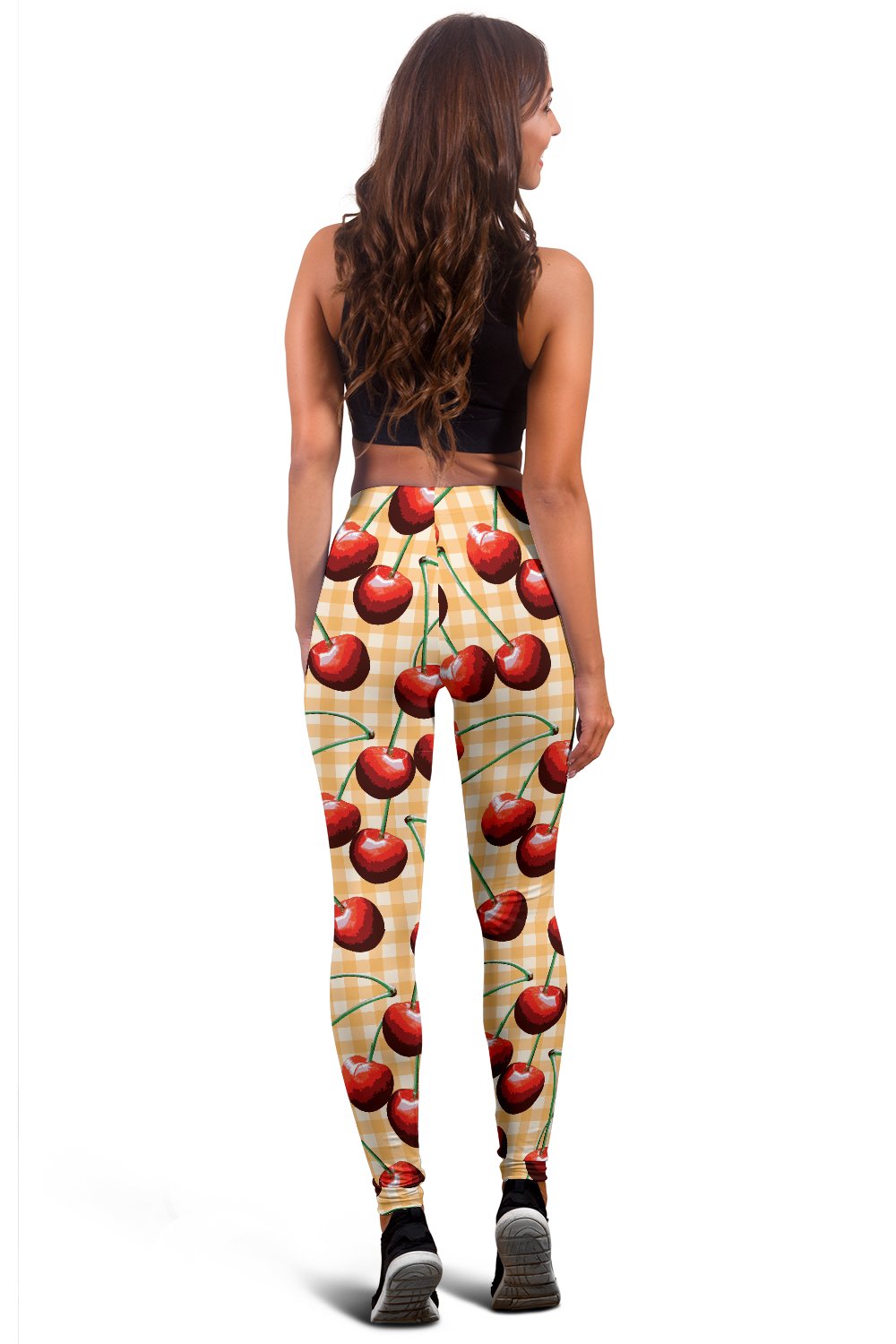 Cherry Orange Plaid Print Women Leggings