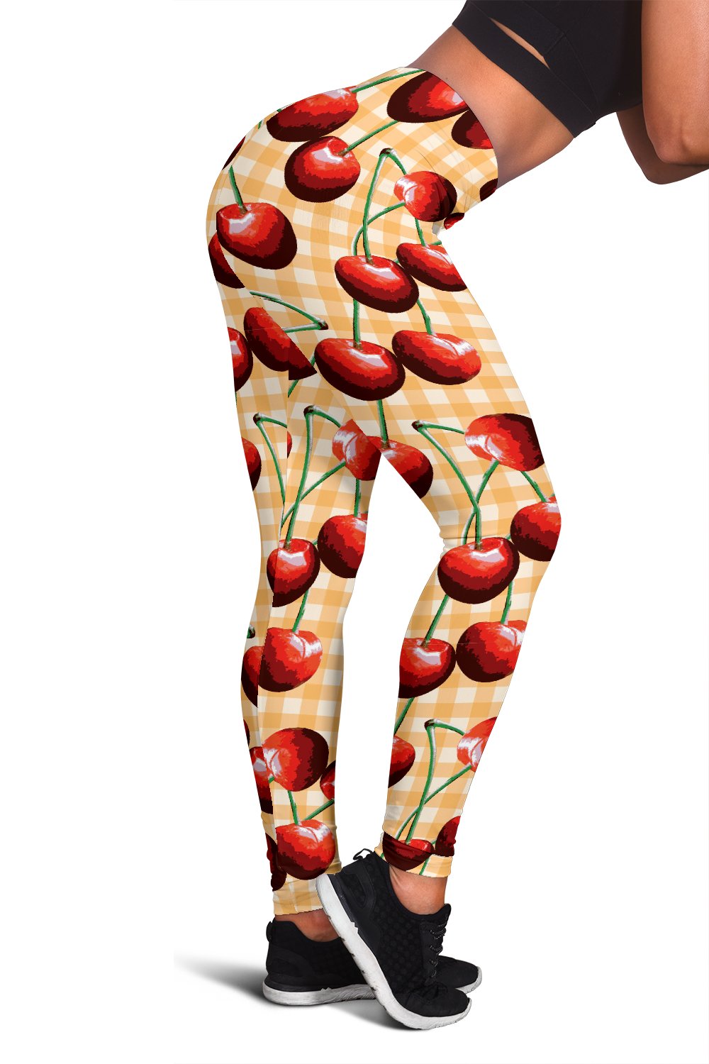 Cherry Orange Plaid Print Women Leggings