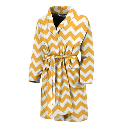 Chevron Orange Pattern Print Design 01 Men Bathrobe-JORJUNE.COM