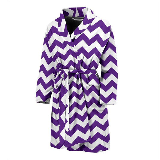 Chevron Purple Pattern Print Design 03 Men Bathrobe-JORJUNE.COM