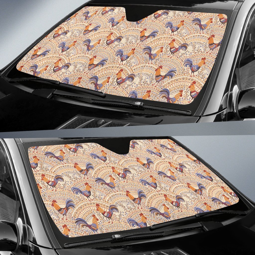 Chicken Boho Style Pattern Car Sun Shade For Windshield