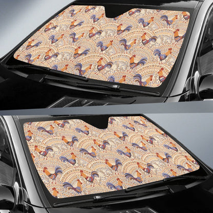 Chicken Boho Style Pattern Car Sun Shade For Windshield