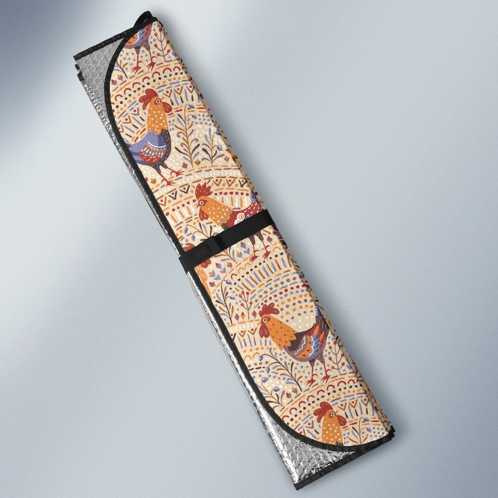 Chicken Boho Style Pattern Car Sun Shade For Windshield