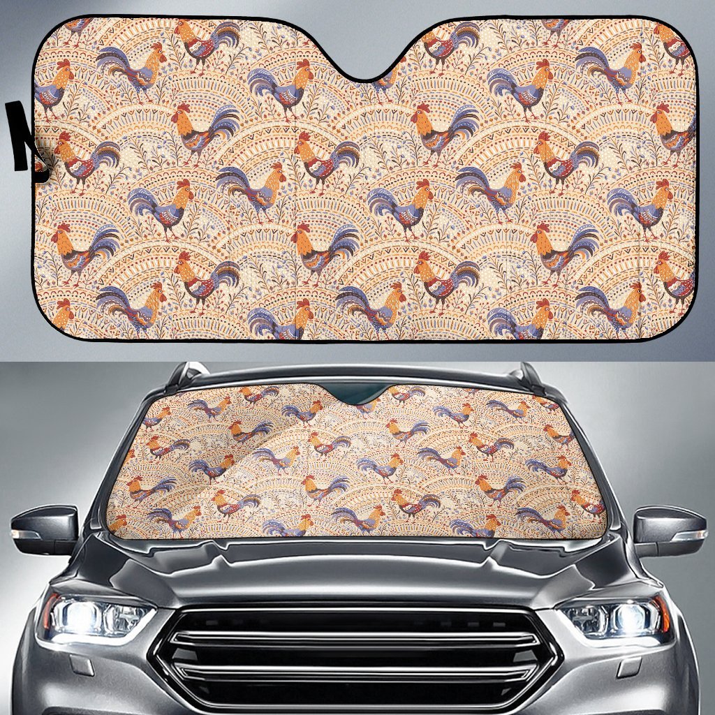 Chicken Boho Style Pattern Car Sun Shade For Windshield