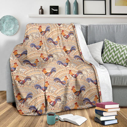 Chicken Boho Style Pattern Fleece Blanket