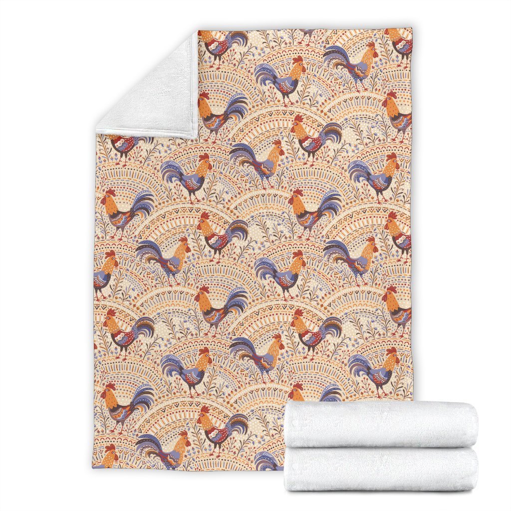 Chicken Boho Style Pattern Fleece Blanket