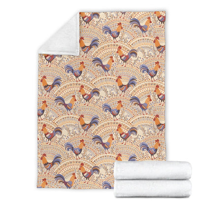 Chicken Boho Style Pattern Fleece Blanket
