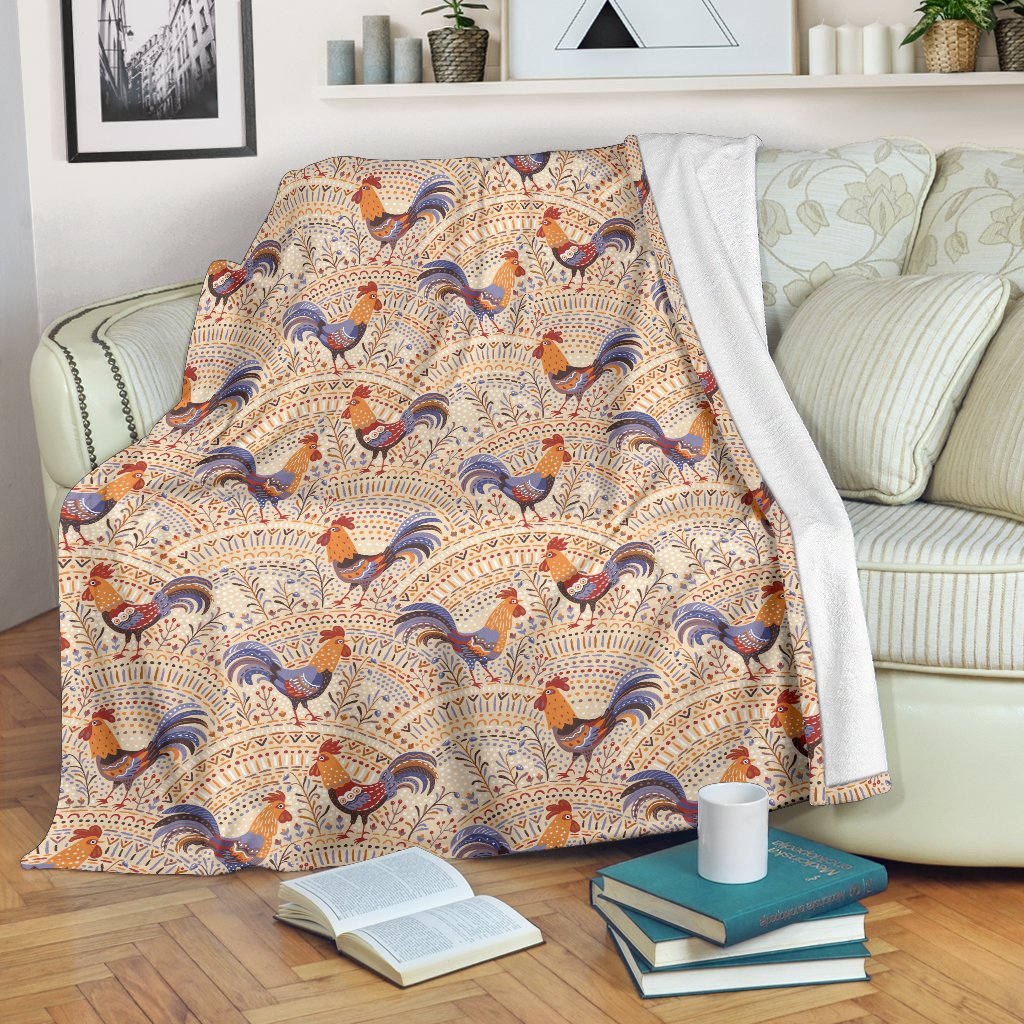 Chicken Boho Style Pattern Fleece Blanket