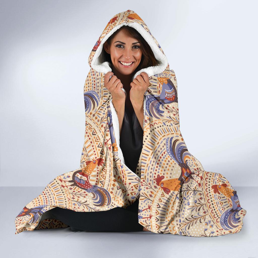 Chicken Boho Style Pattern Hooded Blanket-JTAMIGO.COM