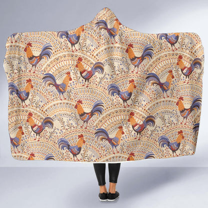 Chicken Boho Style Pattern Hooded Blanket-JTAMIGO.COM