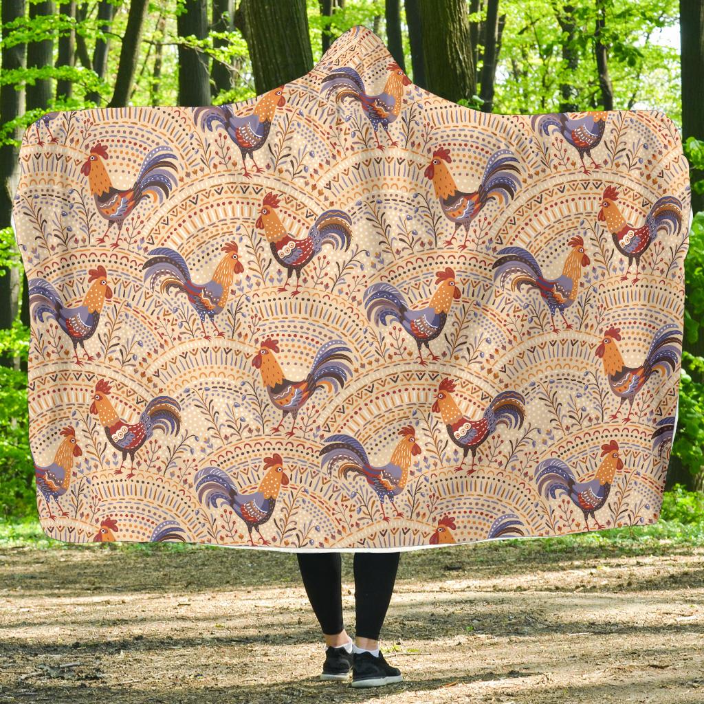 Chicken Boho Style Pattern Hooded Blanket-JTAMIGO.COM