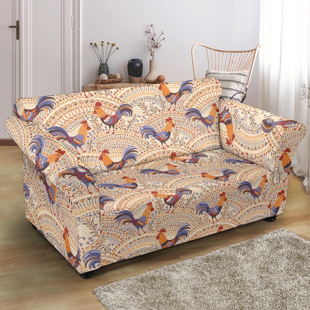 Chicken Boho Style Pattern Loveseat Slipcover-JTAMIGO.COM