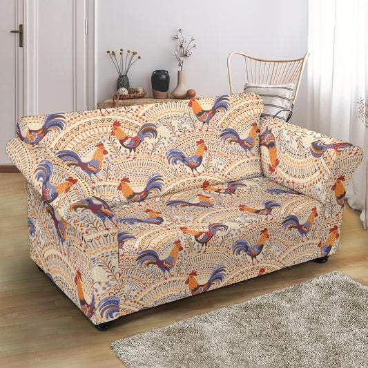 Chicken Boho Style Pattern Loveseat Slipcover-JTAMIGO.COM