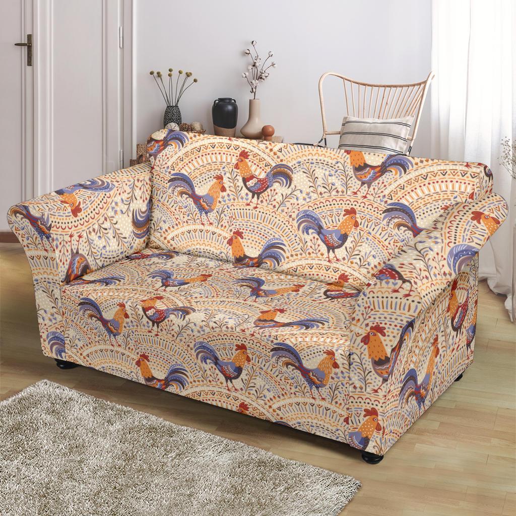 Chicken Boho Style Pattern Loveseat Slipcover-JTAMIGO.COM