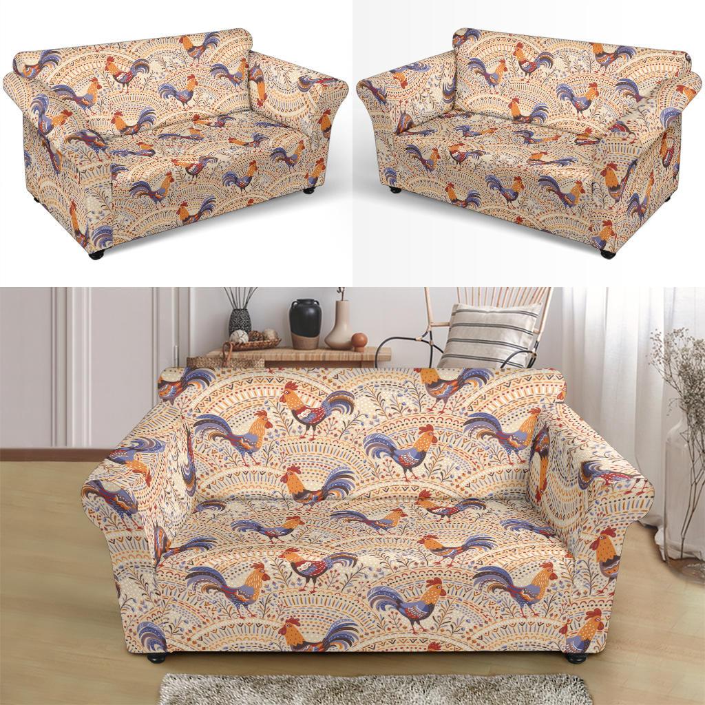 Chicken Boho Style Pattern Loveseat Slipcover-JTAMIGO.COM
