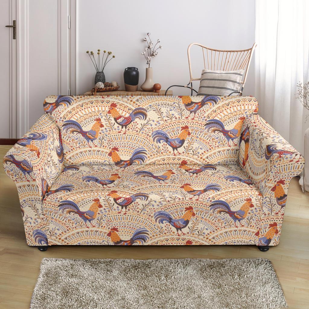 Chicken Boho Style Pattern Loveseat Slipcover-JTAMIGO.COM