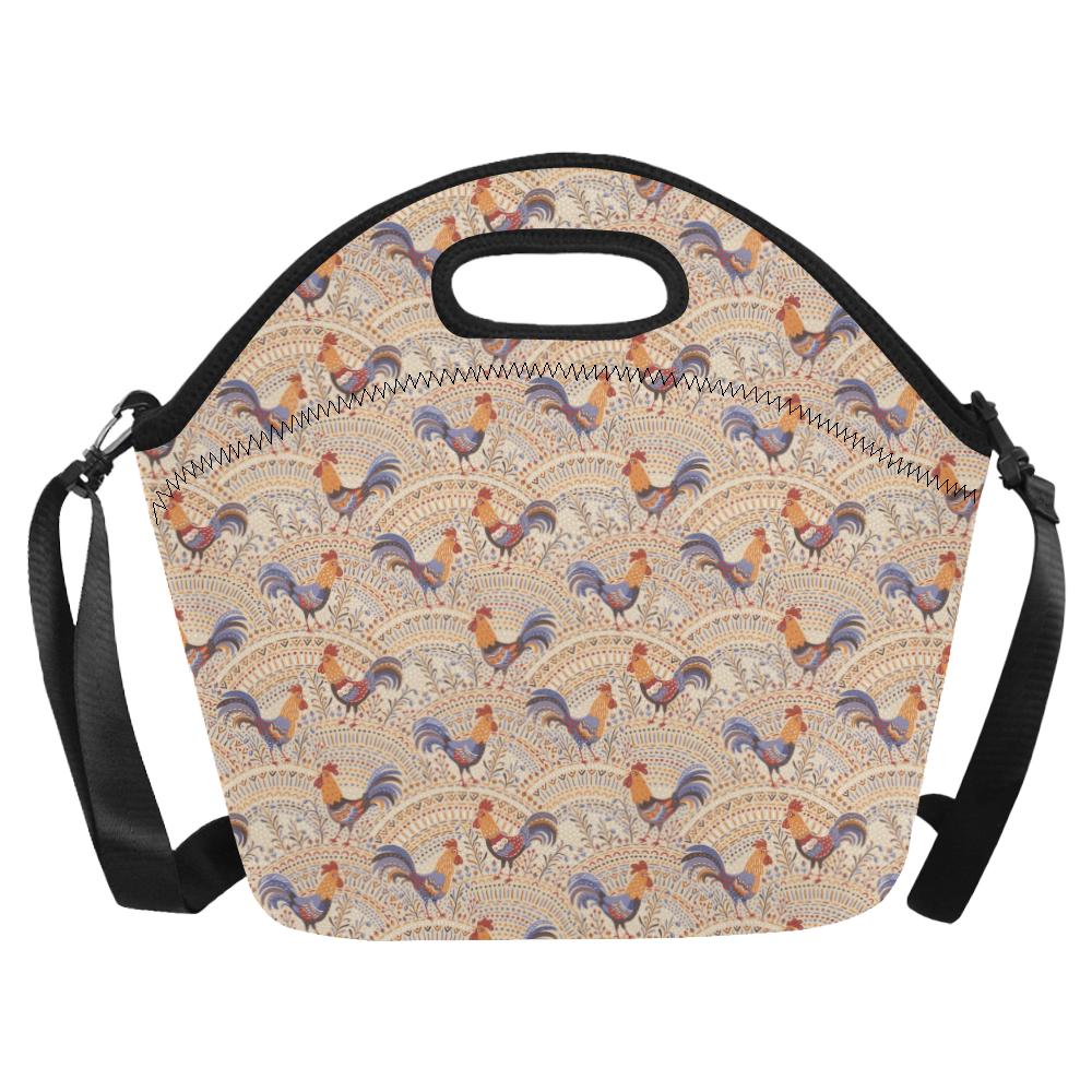 Chicken Boho Style Pattern Neoprene Lunch Bag (Model 1669)(Large)-JTAMIGO.COM