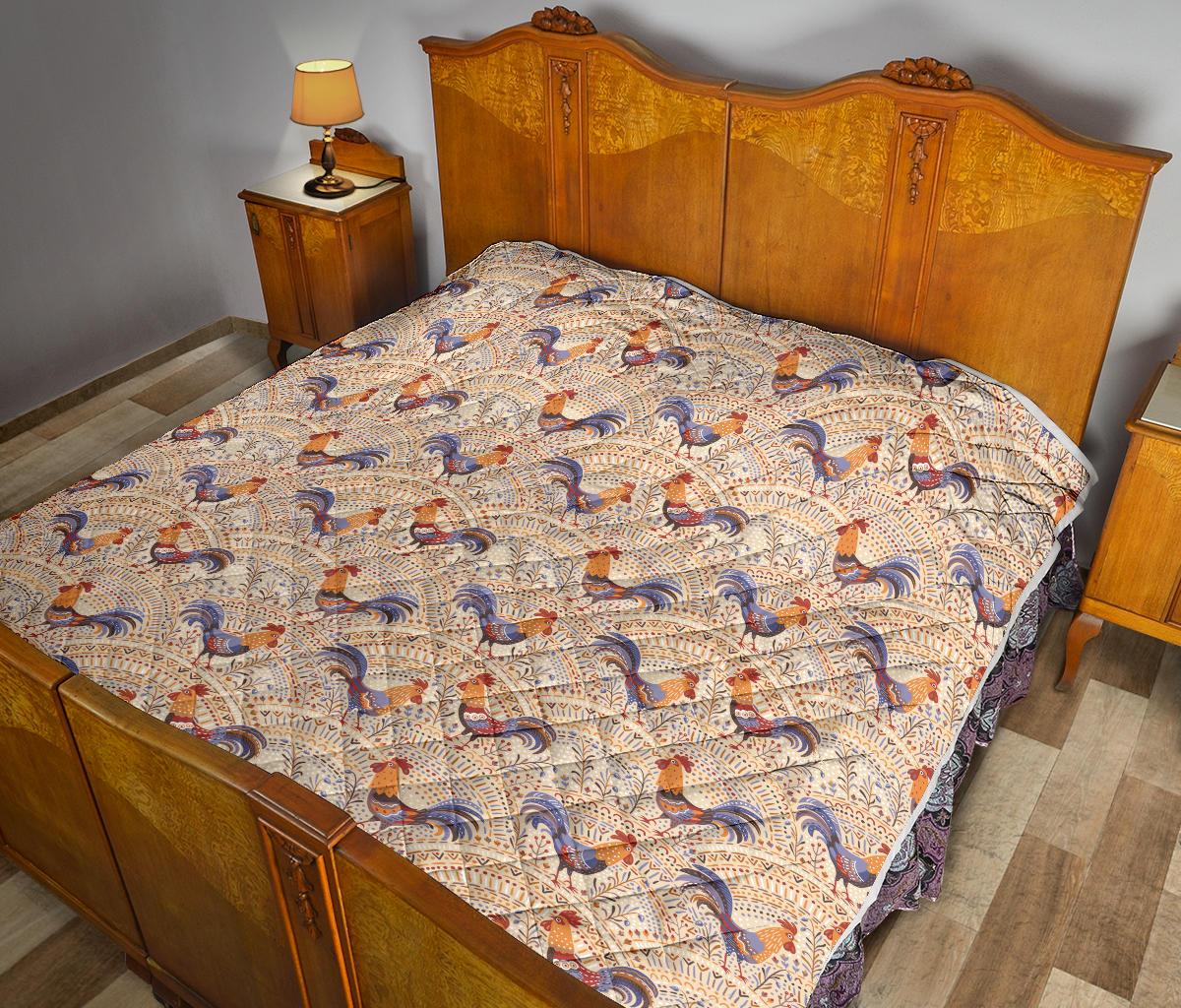 Chicken Boho Style Pattern Premium Quilt-JTAMIGO.COM