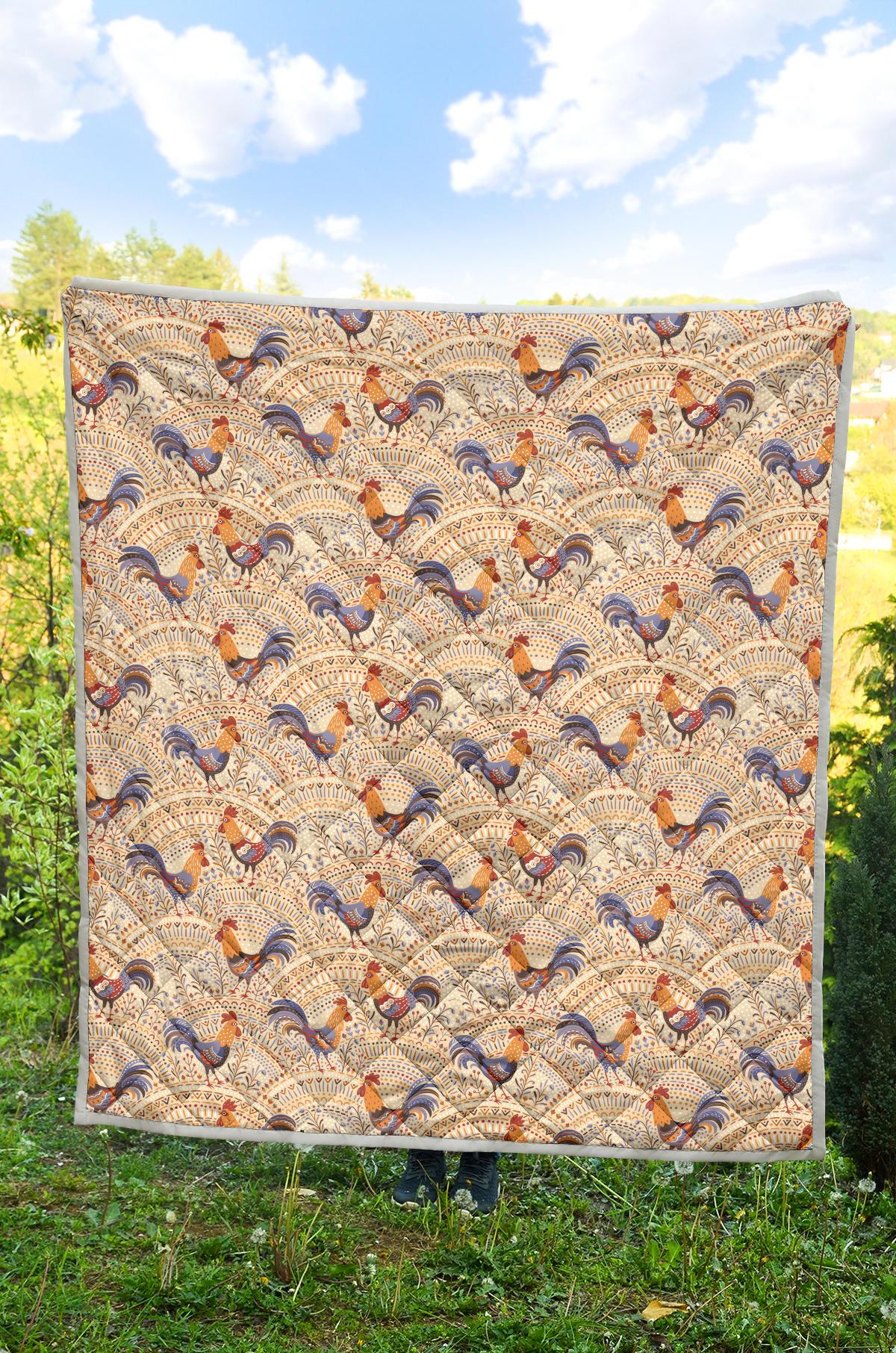 Chicken Boho Style Pattern Premium Quilt-JTAMIGO.COM