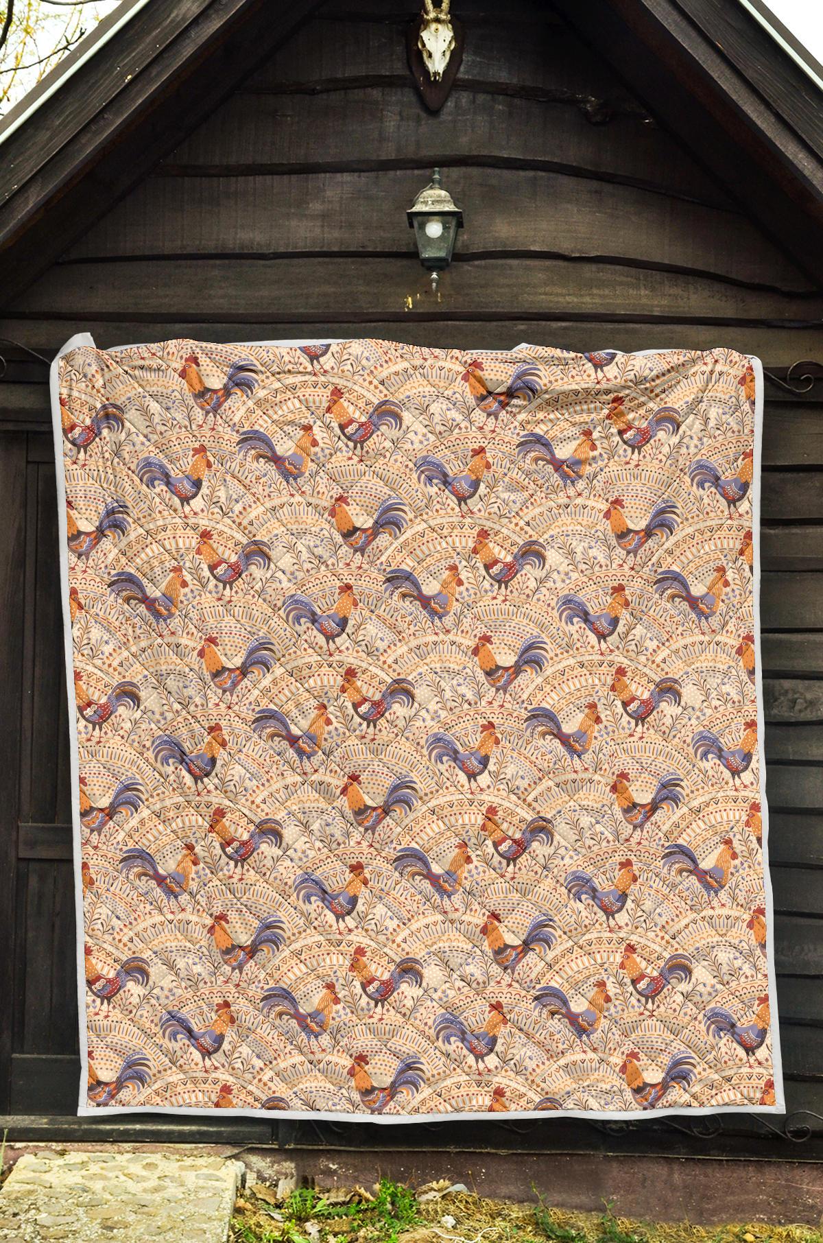 Chicken Boho Style Pattern Premium Quilt-JTAMIGO.COM