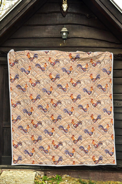 Chicken Boho Style Pattern Premium Quilt-JTAMIGO.COM