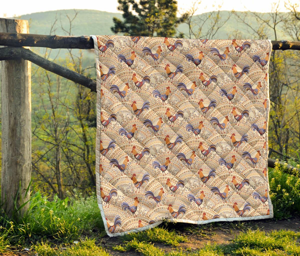 Chicken Boho Style Pattern Premium Quilt-JTAMIGO.COM