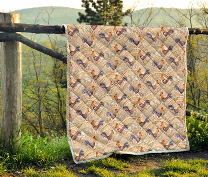 Chicken Boho Style Pattern Premium Quilt-JTAMIGO.COM