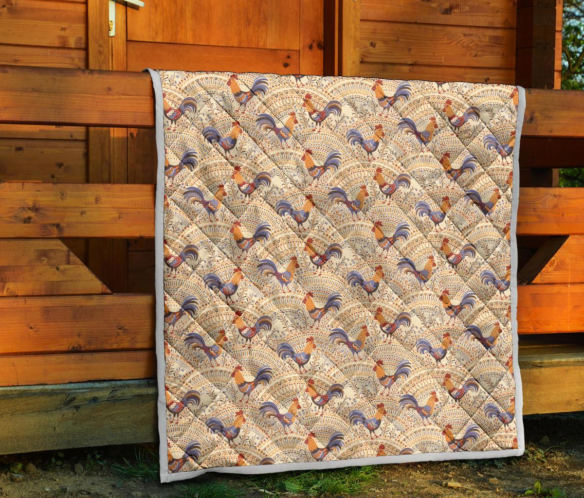 Chicken Boho Style Pattern Premium Quilt-JTAMIGO.COM
