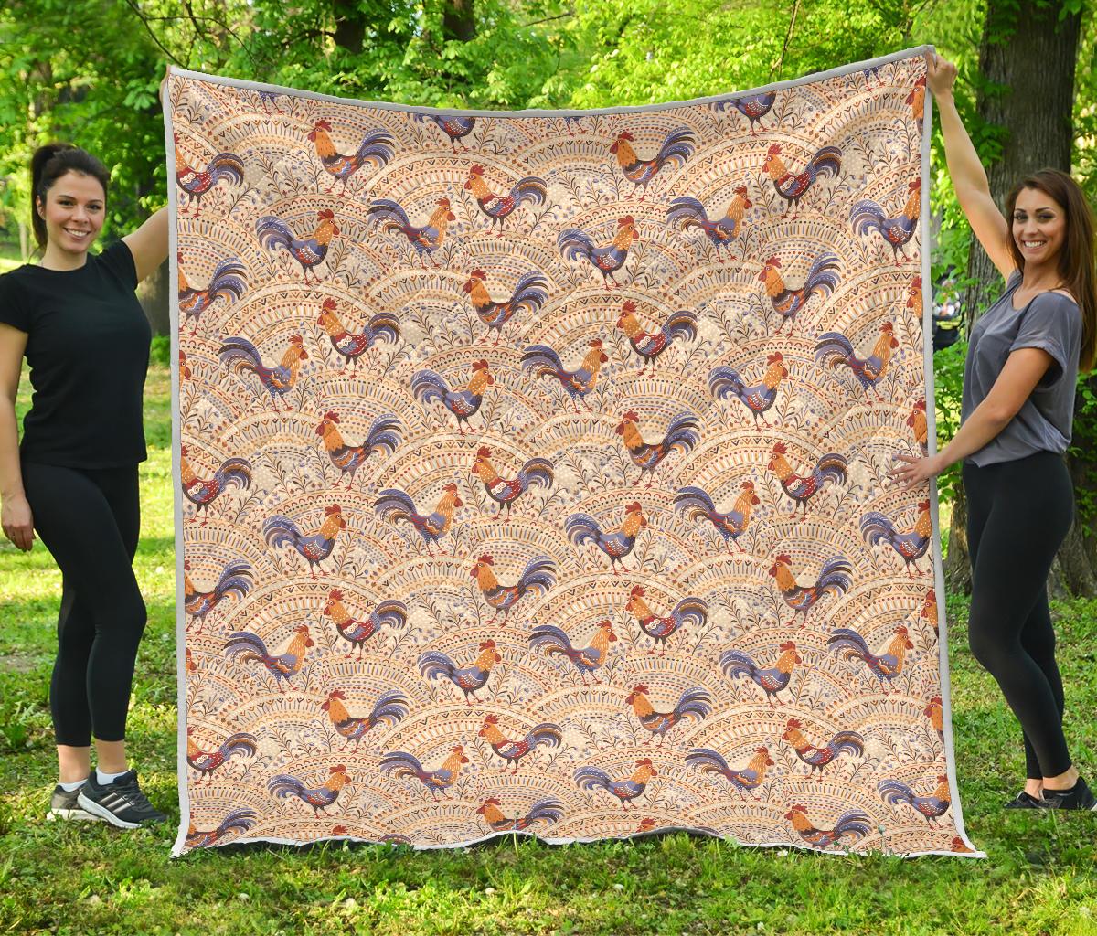 Chicken Boho Style Pattern Premium Quilt-JTAMIGO.COM