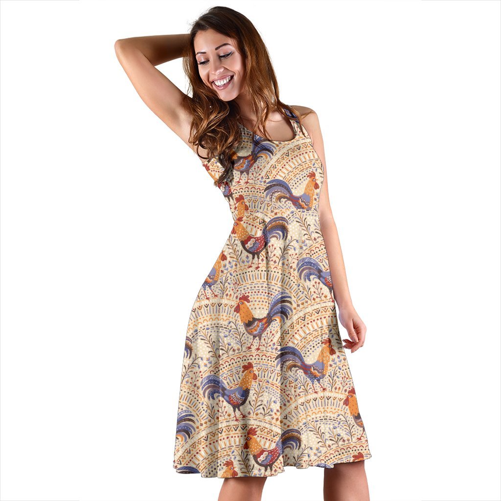Chicken Boho Style Pattern Sleeveless Dress