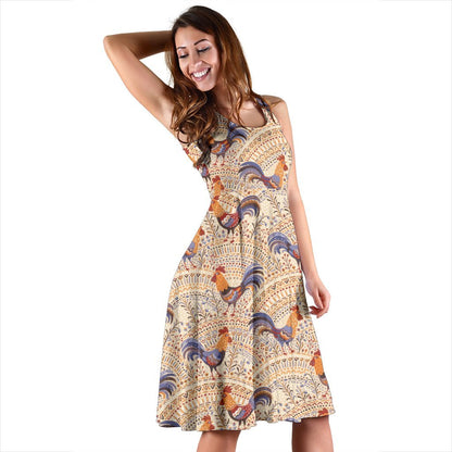 Chicken Boho Style Pattern Sleeveless Dress