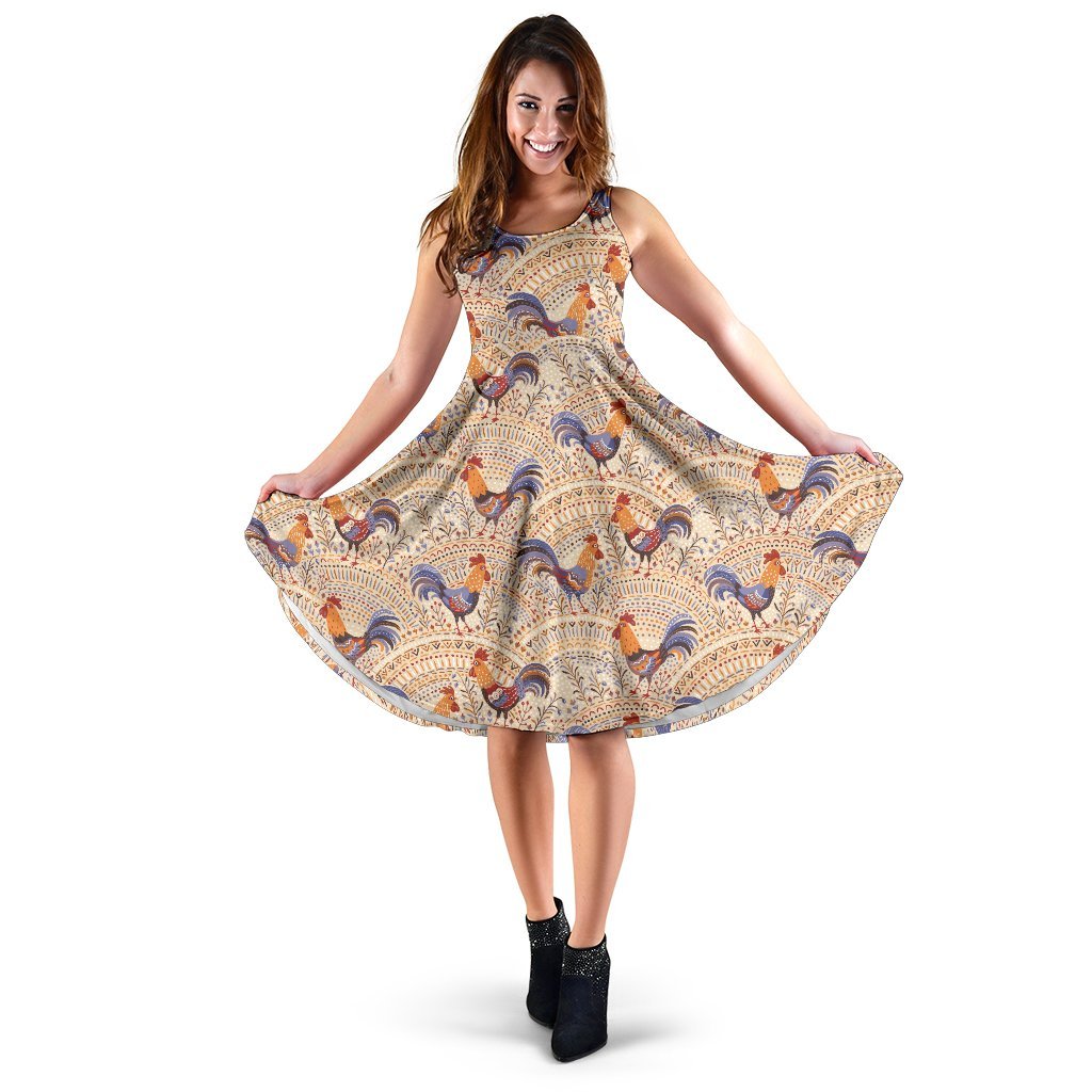 Chicken Boho Style Pattern Sleeveless Dress